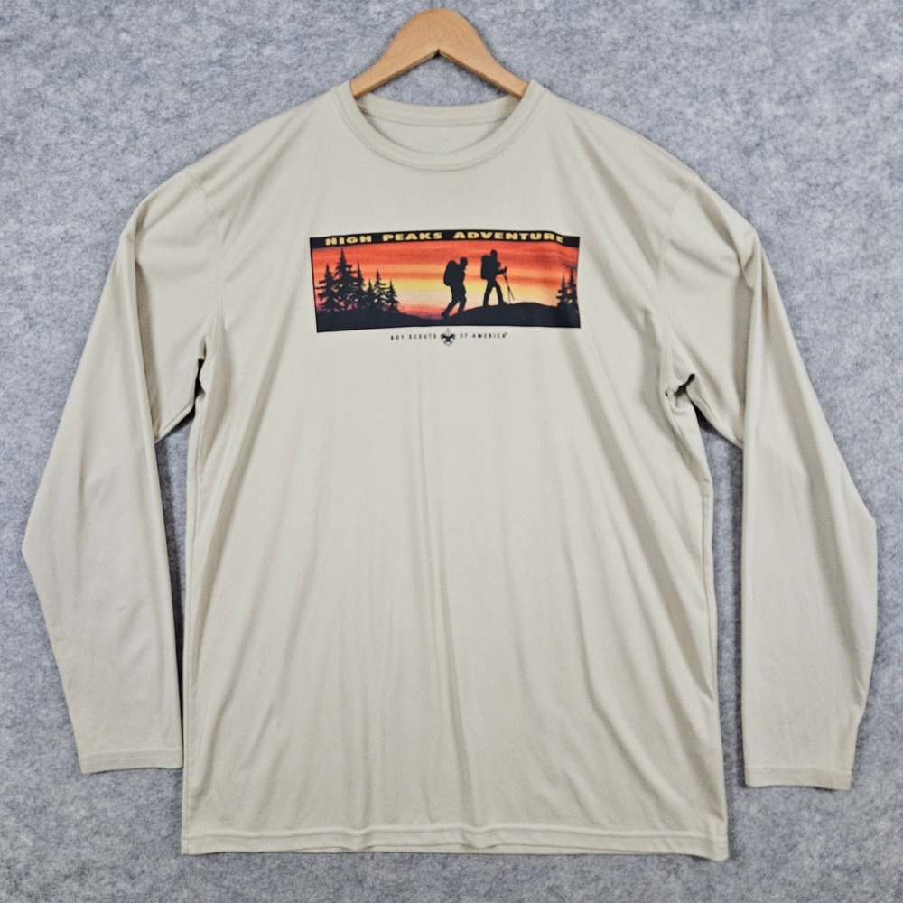 Boy Scouts of America High Peaks Adventure Beige Long Sleeve Tee T-Shirt SMUDGE
